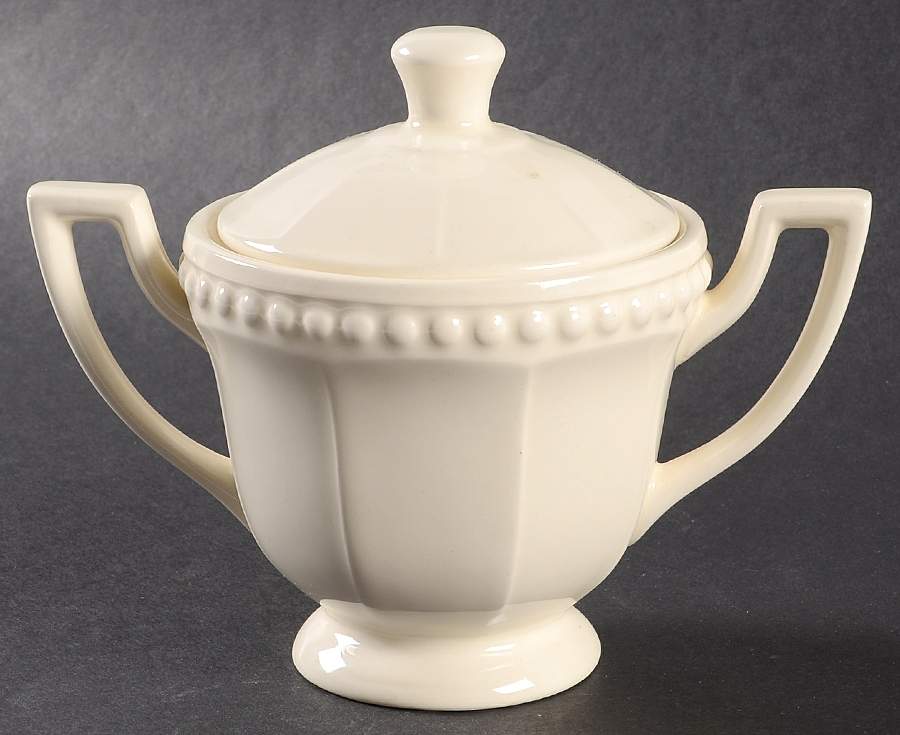 Venice White (Off White) Sugar Bowl & Lid by Ten Strawberry Street-1