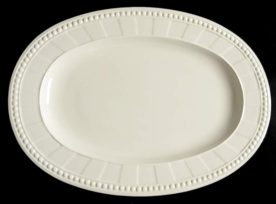 Venice White (Off White) 13" Oval Serving Platter by Ten Strawberry Street-1