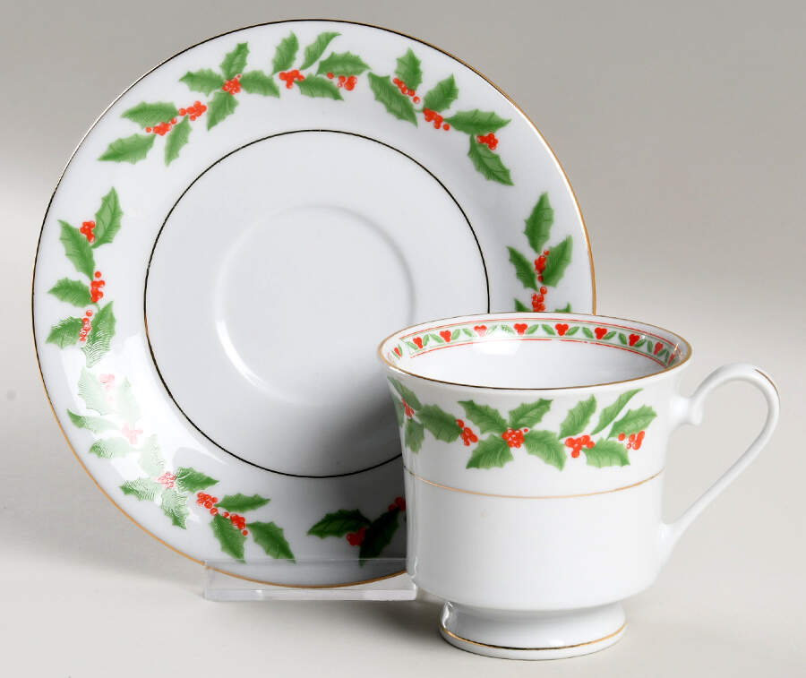 Holly (Verge) Footed Cup & Saucer Set by Tienshan-1