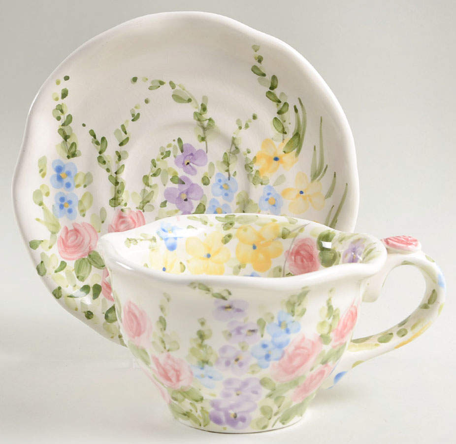 English Garden Flat Cup & Saucer Set by Tabletops Unlimited-1