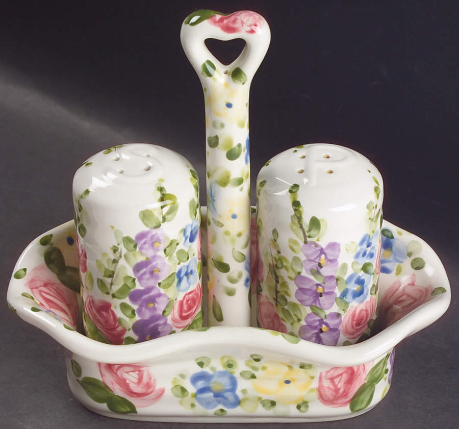 English Garden (3 Pc) Salt & Pepper Tray Set by Tabletops Unlimited-1
