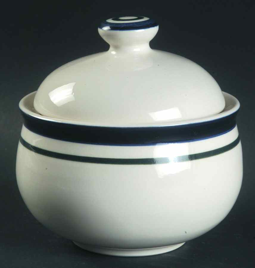 Kitchen Basics Cobalt Green (Wide Band) Sugar Bowl & Lid by Tienshan-1