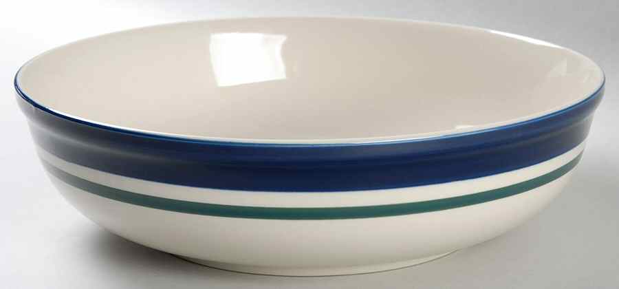 Kitchen Basics Cobalt Green (Wide Band) 9" Round Vegetable Bowl by Tienshan-1