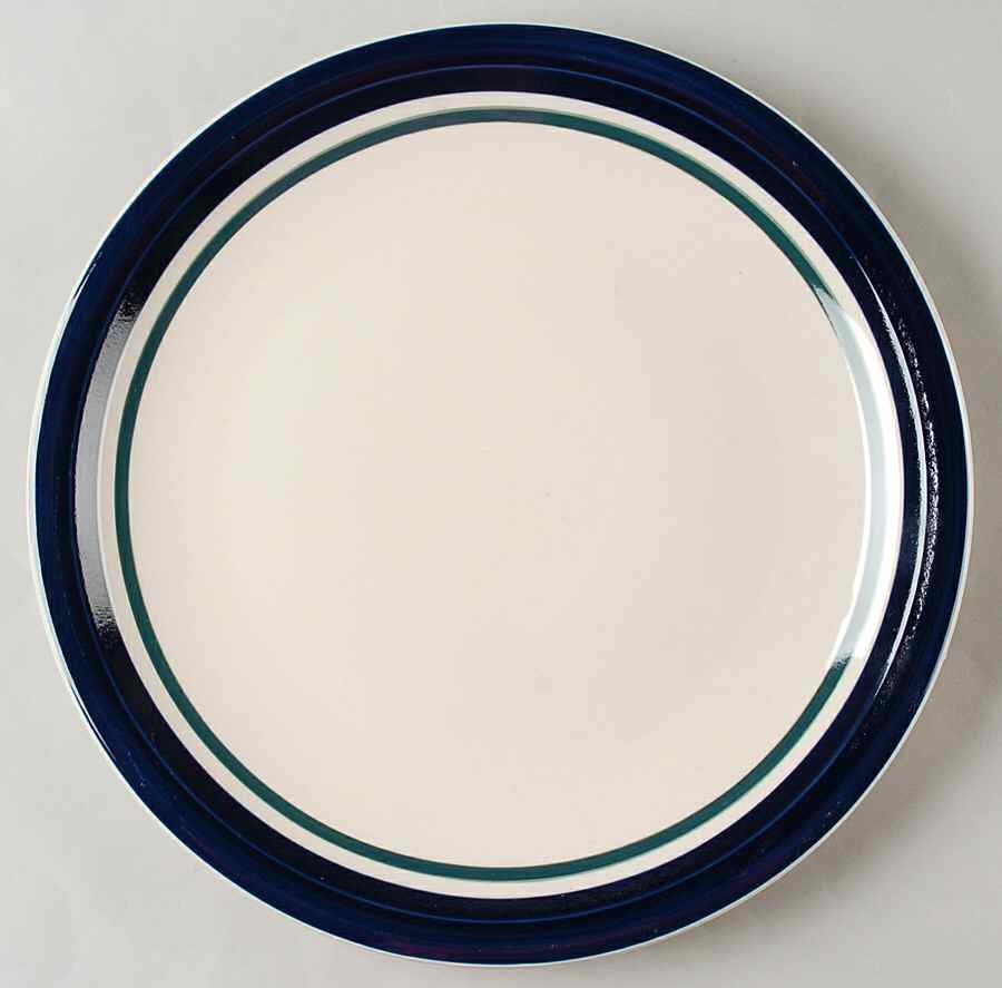 Kitchen Basics Cobalt Green (Wide Band) 12" Chop Plate (Round Platter) by Tienshan-1