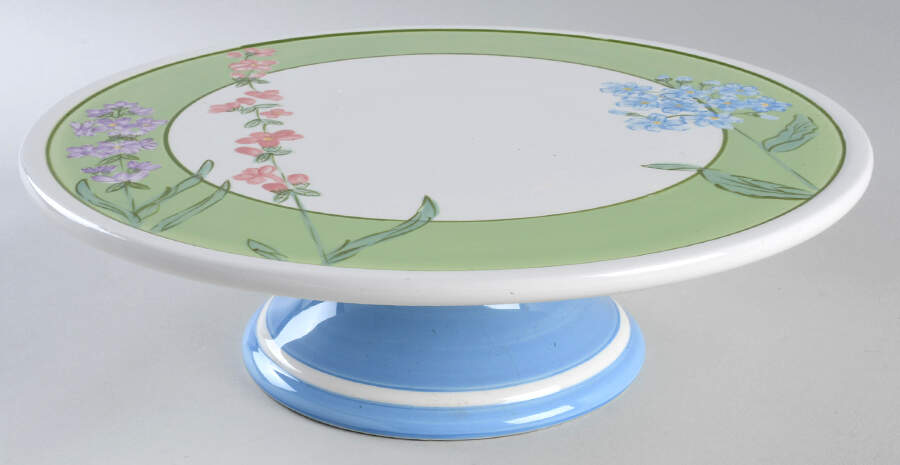 Just Flowers Footed Cake Plate by Tabletops Unlimited-1