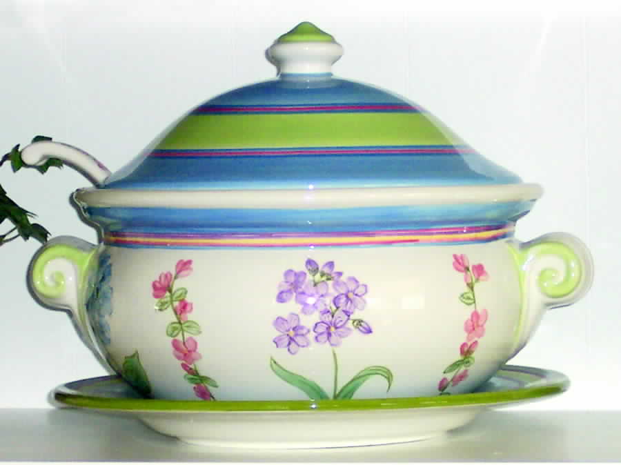Just Flowers Tureen & Lid w/Ladle & Underplate by Tabletops Unlimited-1