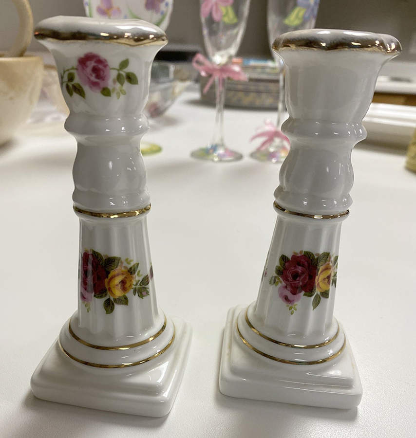 Cottage Rose 5" Candlestick by Taiwan-1