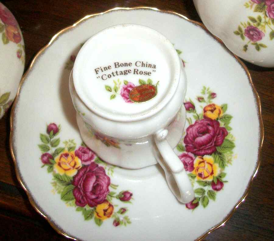 Cottage Rose Flat Cup & Saucer Set by Taiwan-1