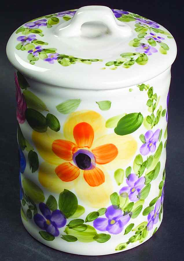 Mariam's Garden Small Canister & Lid by Tabletops Unlimited-1