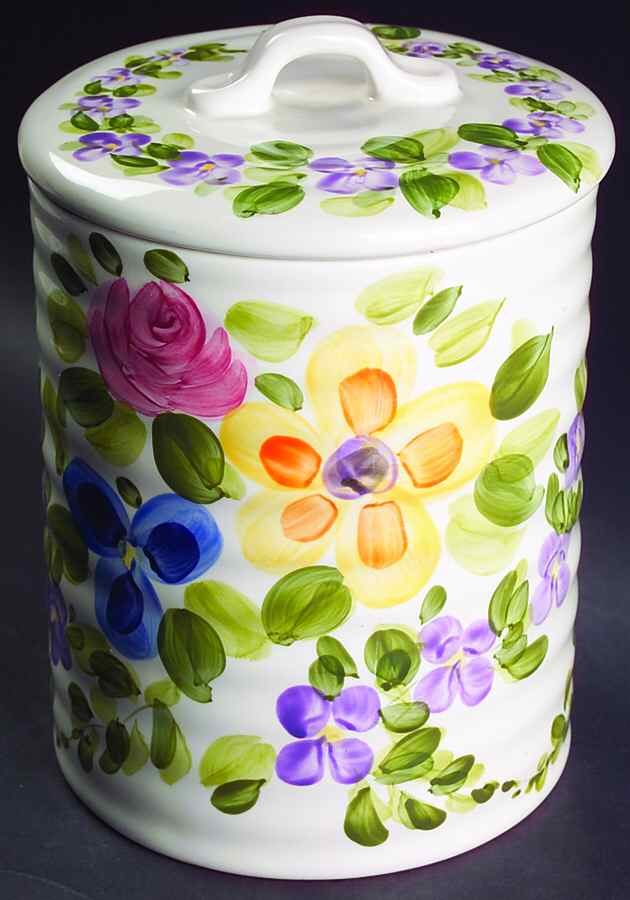 Mariam's Garden Extra Large Canister & Lid by Tabletops Unlimited-1