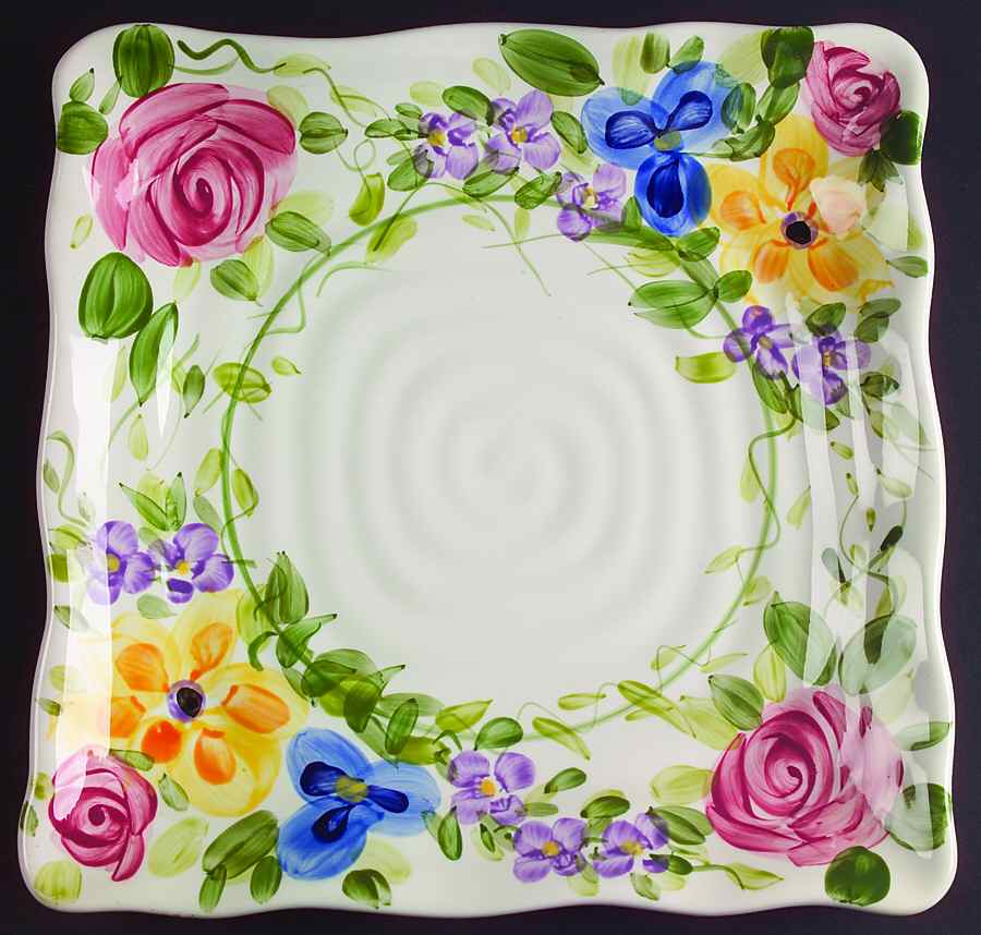 Mariam's Garden Square Dinner Plate by Tabletops Unlimited-1