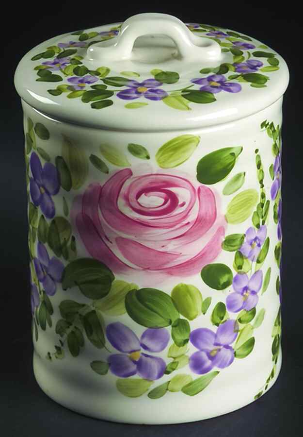 Mariam's Garden Medium Canister & Lid by Tabletops Unlimited-1