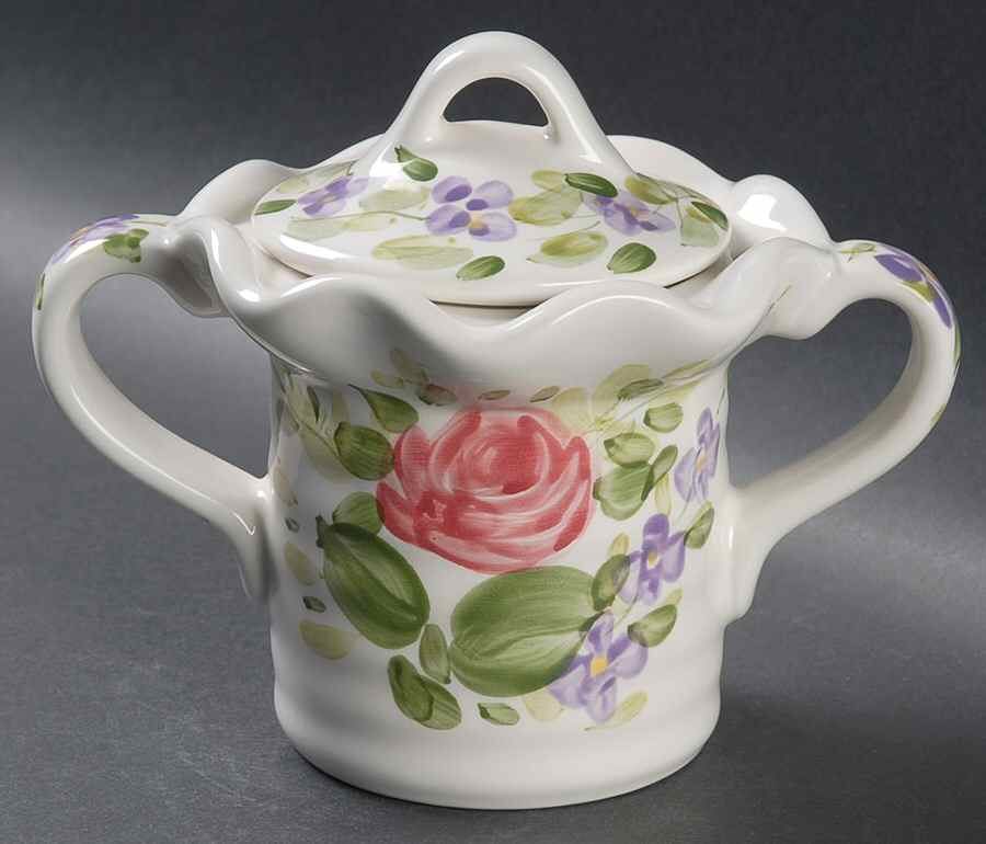 Mariam's Garden Sugar Bowl & Lid by Tabletops Unlimited-1