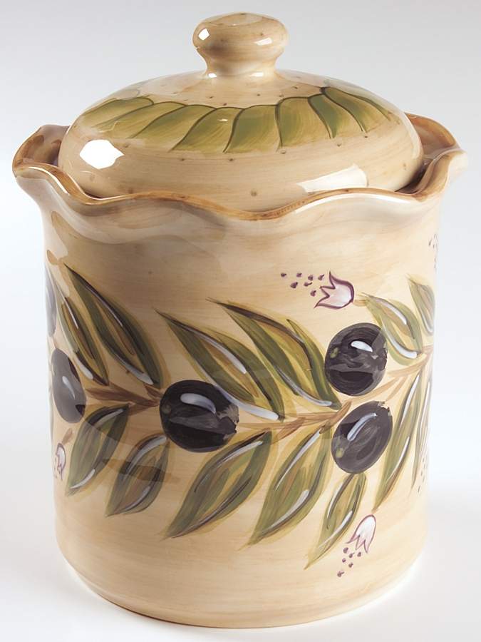 Provincial Olives Large Canister & Lid by Tabletops Unlimited-1