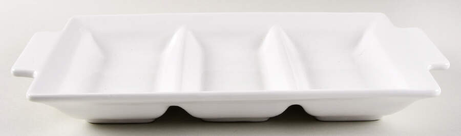 Blanc De Blanc Handled 3-Part Divided Server by Tabletops Unlimited-1