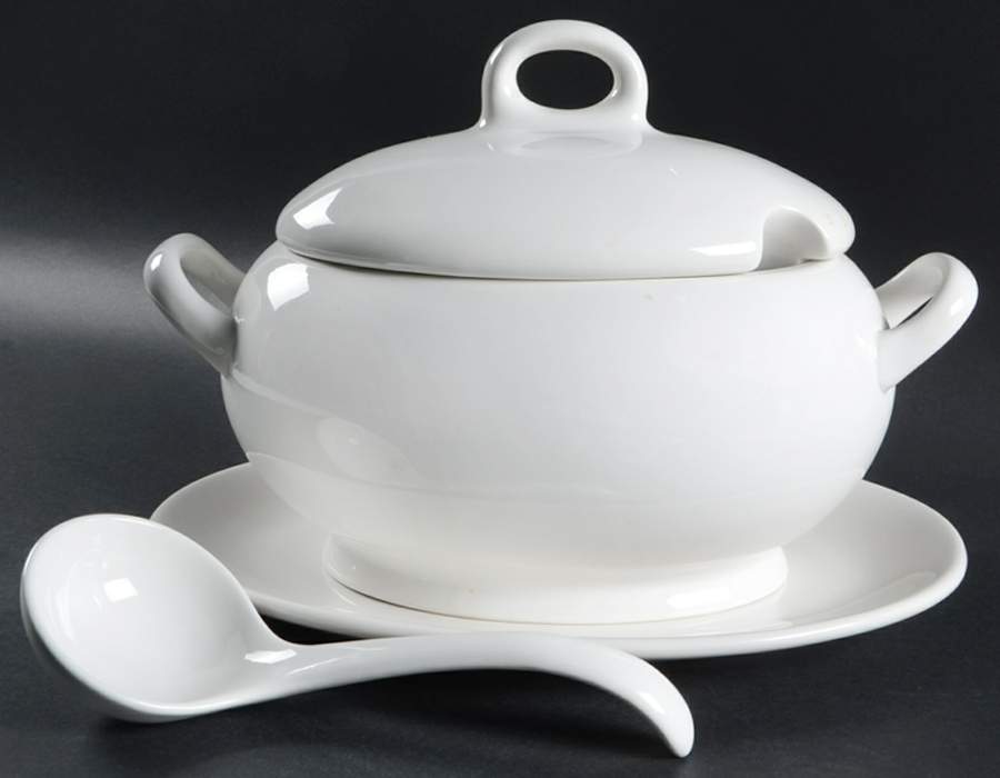 Blanc De Blanc Tureen & Lid w/Ladle & Underplate by Tabletops Unlimited-1