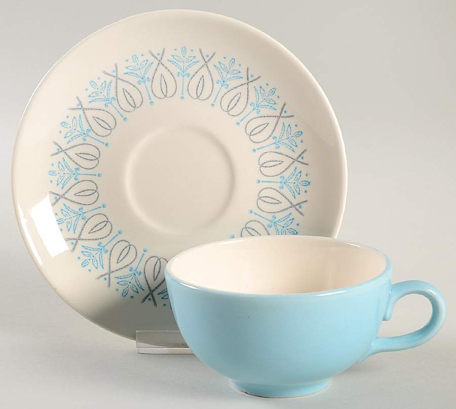 Adagio Flat Cup & Saucer Set by Taylor, Smith & Taylor (Ts&T)-1