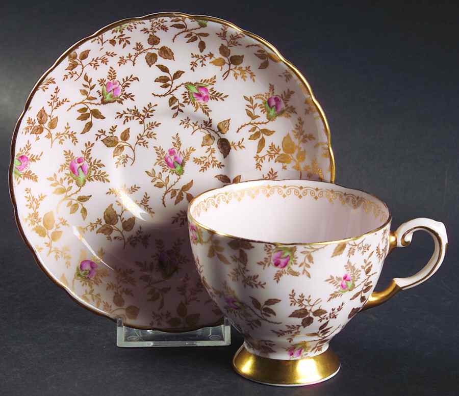 Du Barry Rose (Scalloped) Footed Cup & Saucer Set by Tuscan - Royal Tuscan-1
