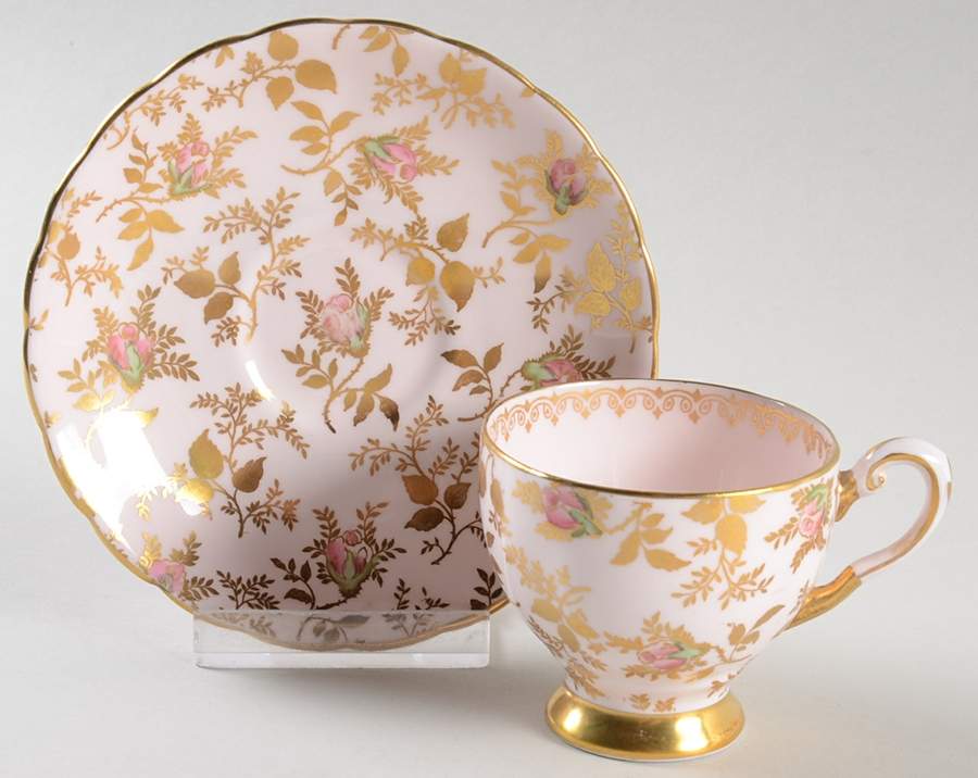 Du Barry Rose (Scalloped) Footed Demitasse Cup & Saucer Set by Tuscan - Royal Tuscan-1