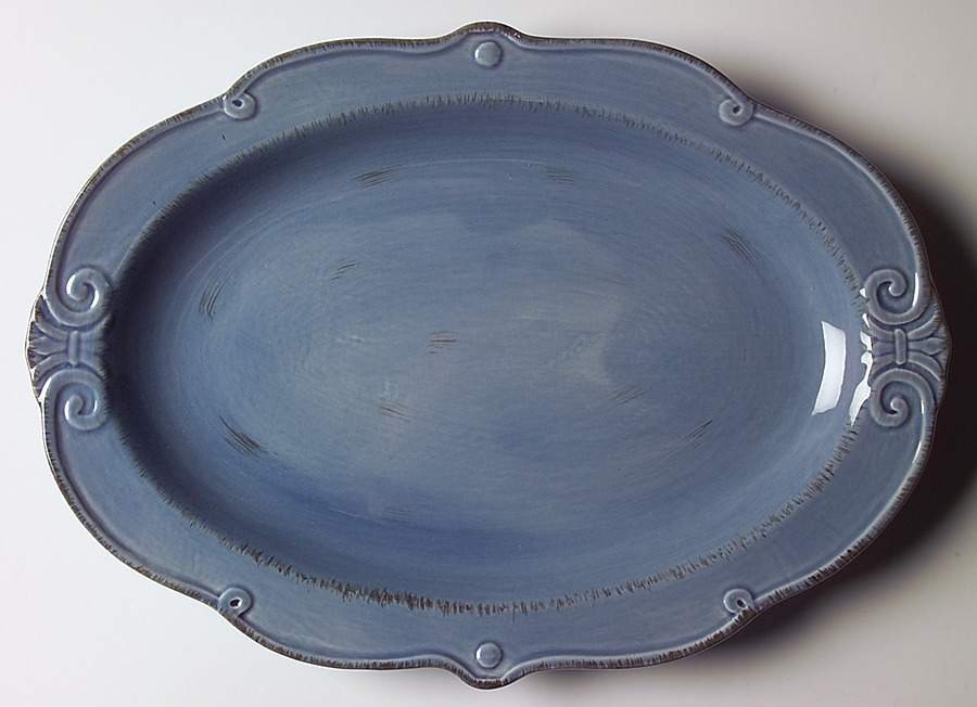Auvignon   Blue 15" Oval Serving Platter by Tienshan-1