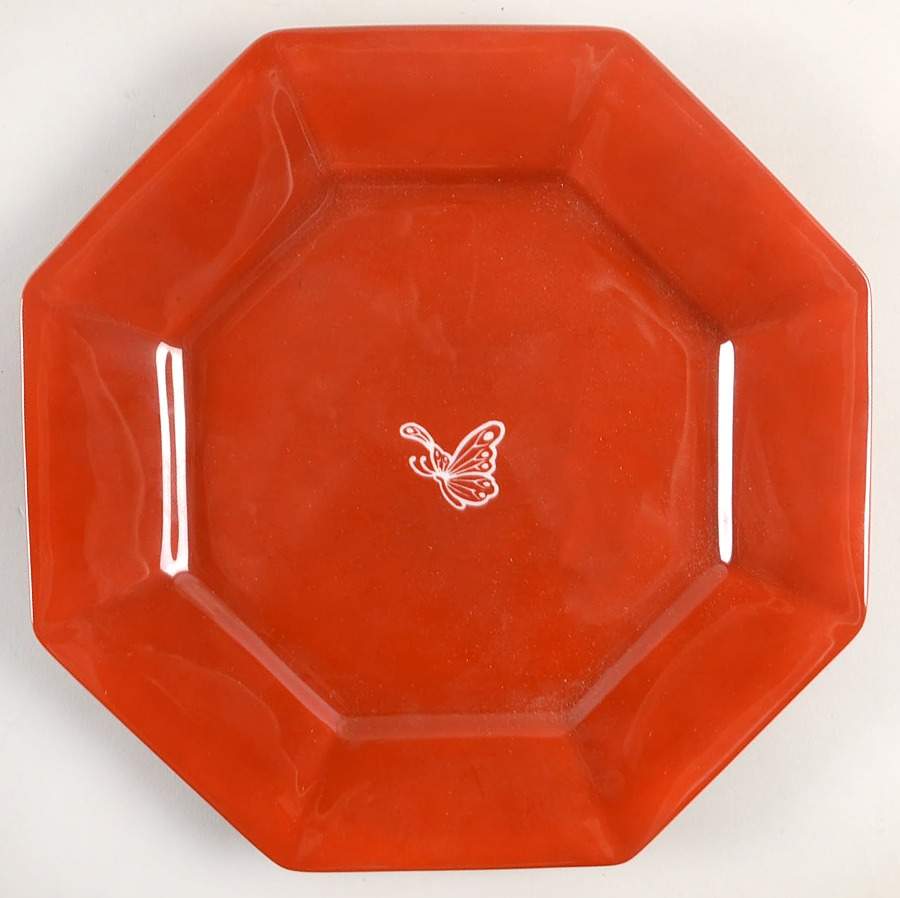 Volare (Red, White Butterfly) Dinner Plate by Taitu-1