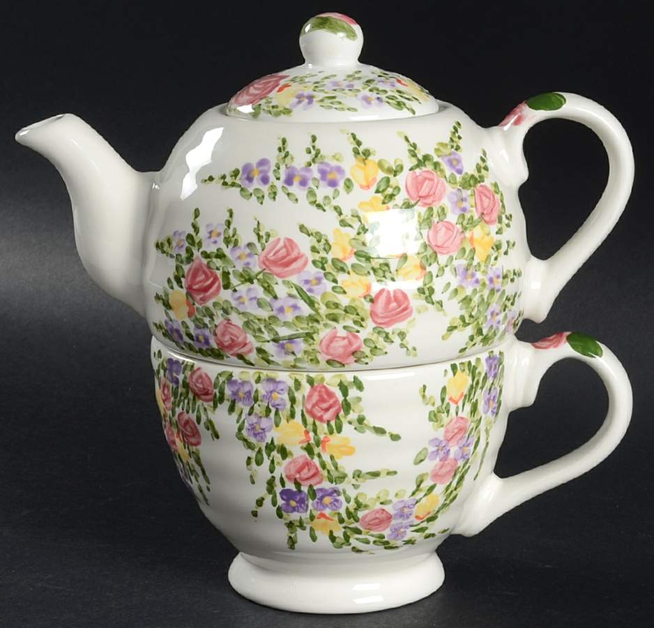 Spring Garden Individual Teapot & Lid with Cup by Tabletops Unlimited-1