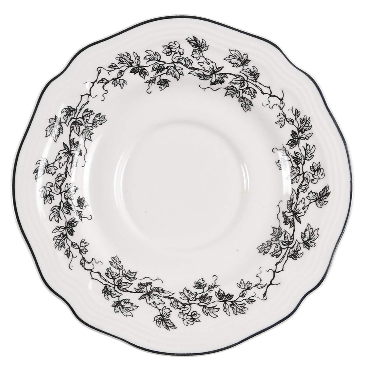 New England Toile Black (Gamebirds) Saucer for Flat Cup by Tabletops Unlimited-1