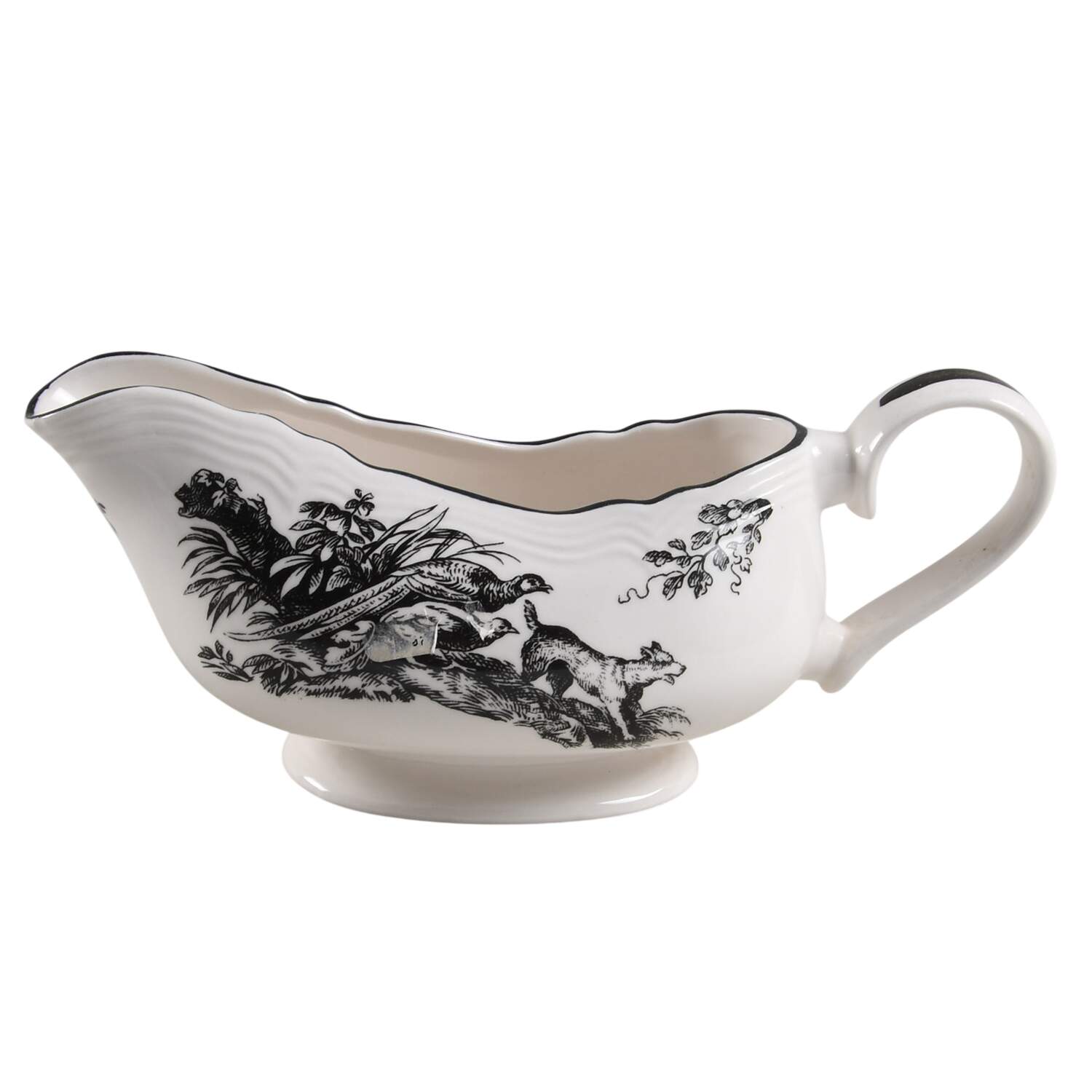 New England Toile Black (Gamebirds) Gravy Boat by Tabletops Unlimited-1