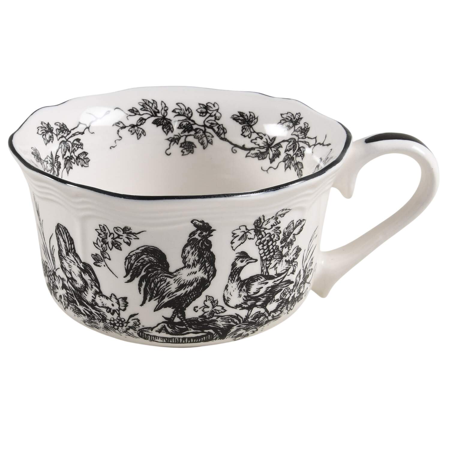 New England Toile Black (Gamebirds) Flat Cup by Tabletops Unlimited-1
