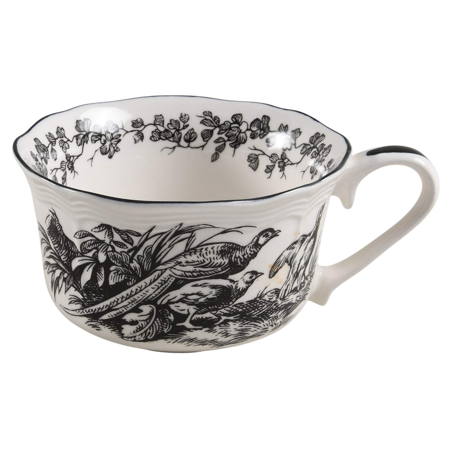 New England Toile Black (Gamebirds) Flat Cup by Tabletops Unlimited-1