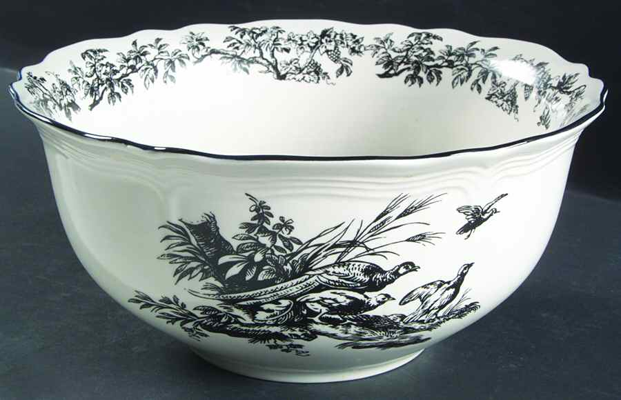 New England Toile Black (Gamebirds) 10" Mixing Bowl by Tabletops Unlimited-1