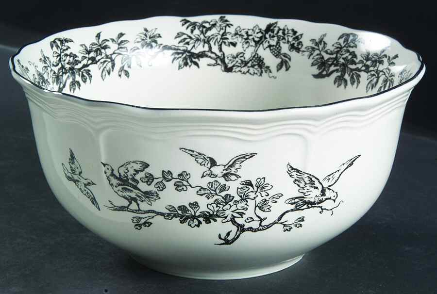 New England Toile Black (Gamebirds) 8" Mixing Bowl by Tabletops Unlimited-1
