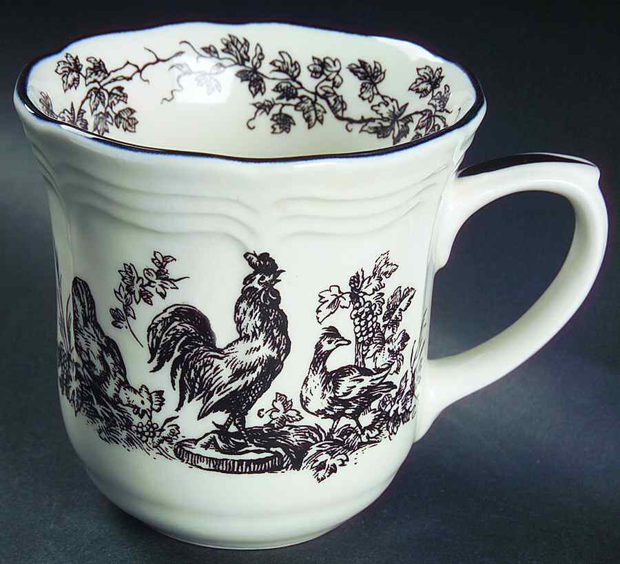 New England Toile Black (Gamebirds) Mug by Tabletops Unlimited-1