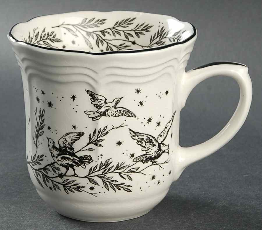 New England Toile Black (Gamebirds) Mug by Tabletops Unlimited-1