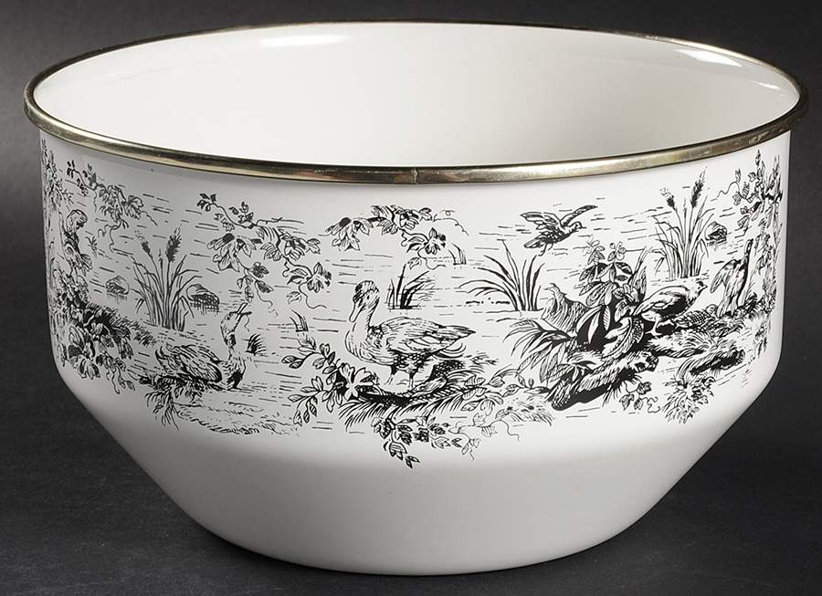New England Toile Black (Gamebirds) 8" Metal Mixing Bowl by Tabletops Unlimited-1