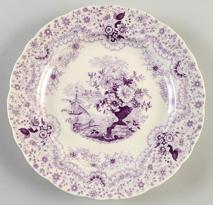 Violet Transferware Wall Plate by Two's Company-1