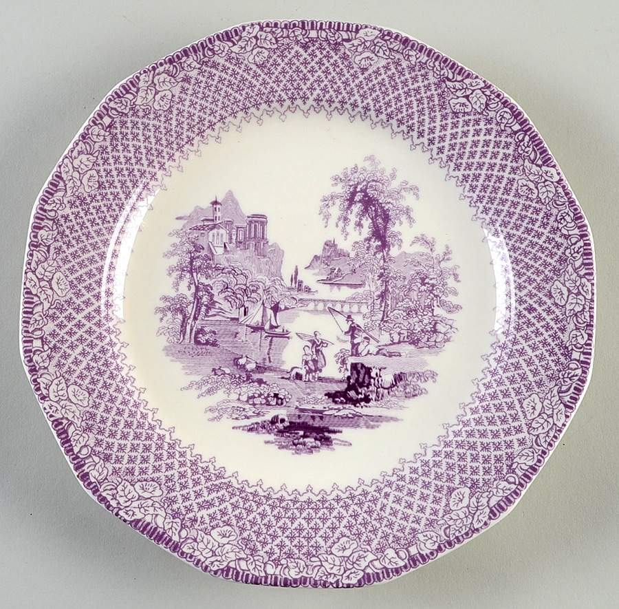 Violet Transferware Wall Plate by Two's Company-1