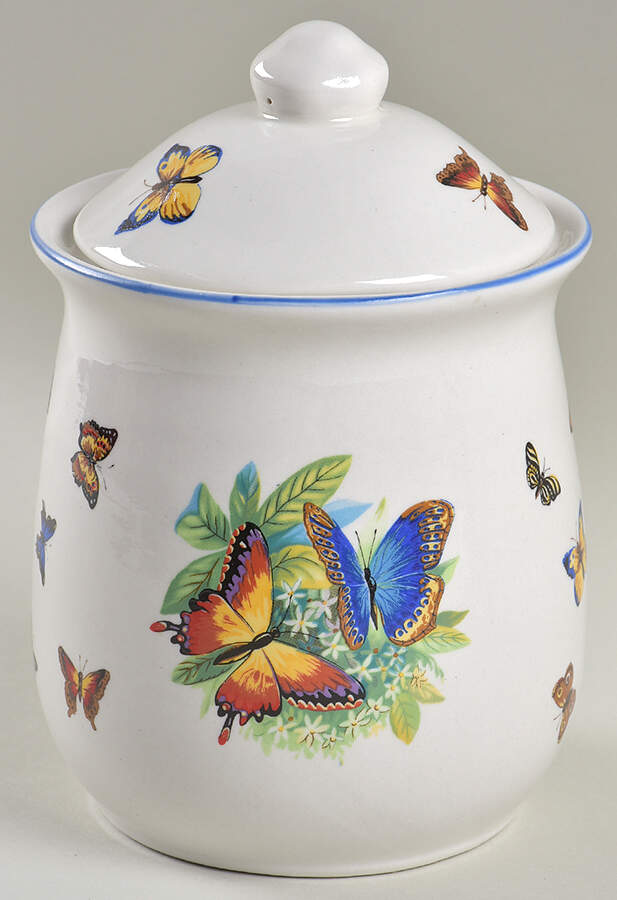Butterflies Medium Canister & Lid by Tabletops Unlimited-1
