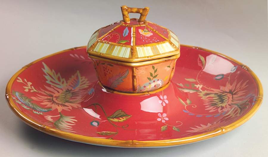 Artesian Road 3 Pc Chip/Dip Set (Chip Base & Dip Bowl W/Lid) by Tracy Porter-1
