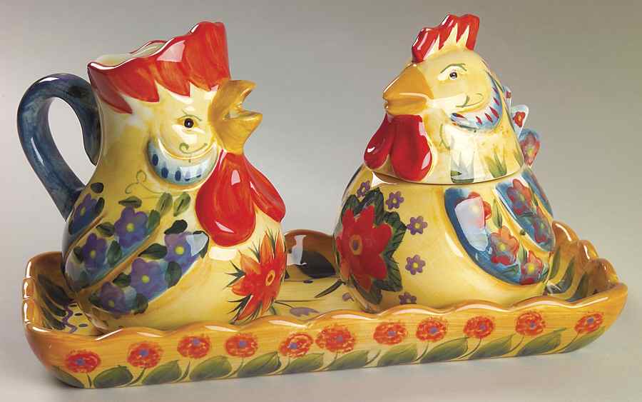 Fontana Figural Creamer, Sugar & Lid W/Tray by Tabletops Unlimited-1