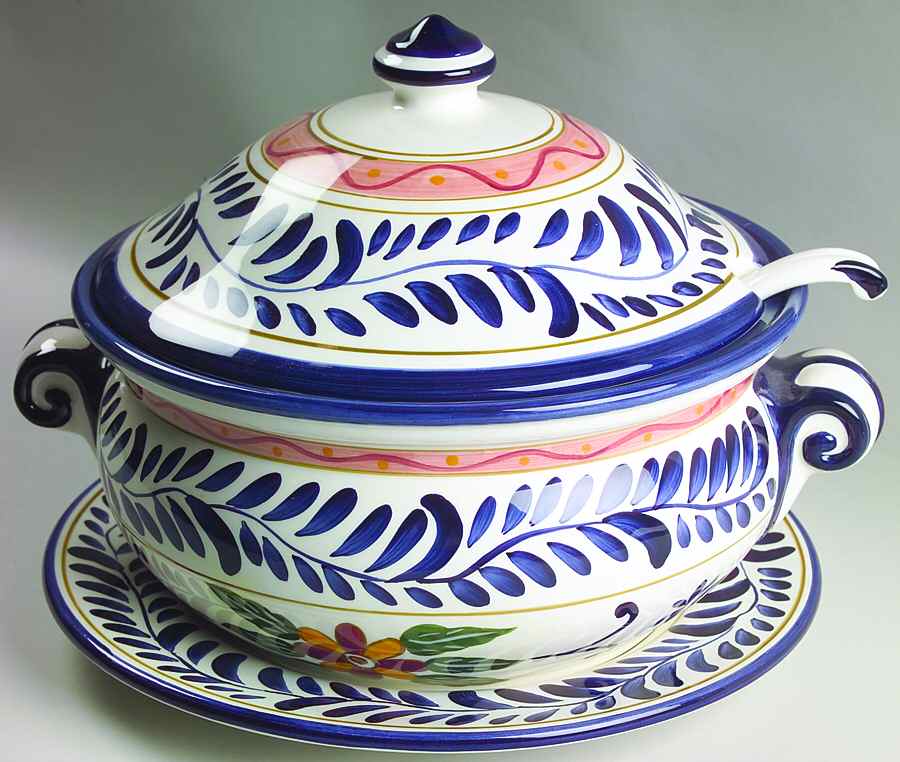 Talavera Tureen & Lid w/Ladle & Underplate by Tabletops Unlimited-1