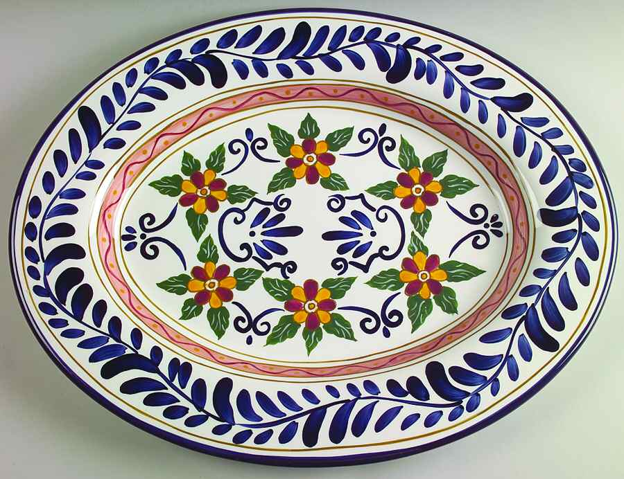 Talavera 18" Oval Serving Platter by Tabletops Unlimited-1