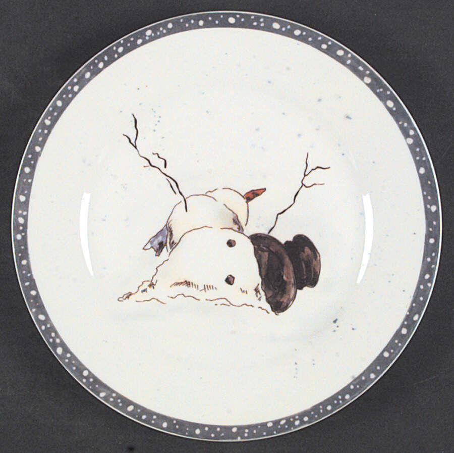 Fallen Snowman Dessert/Pie Plate by Tracy Porter-1