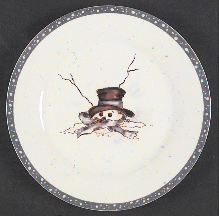 Fallen Snowman Dessert/Pie Plate by Tracy Porter-1