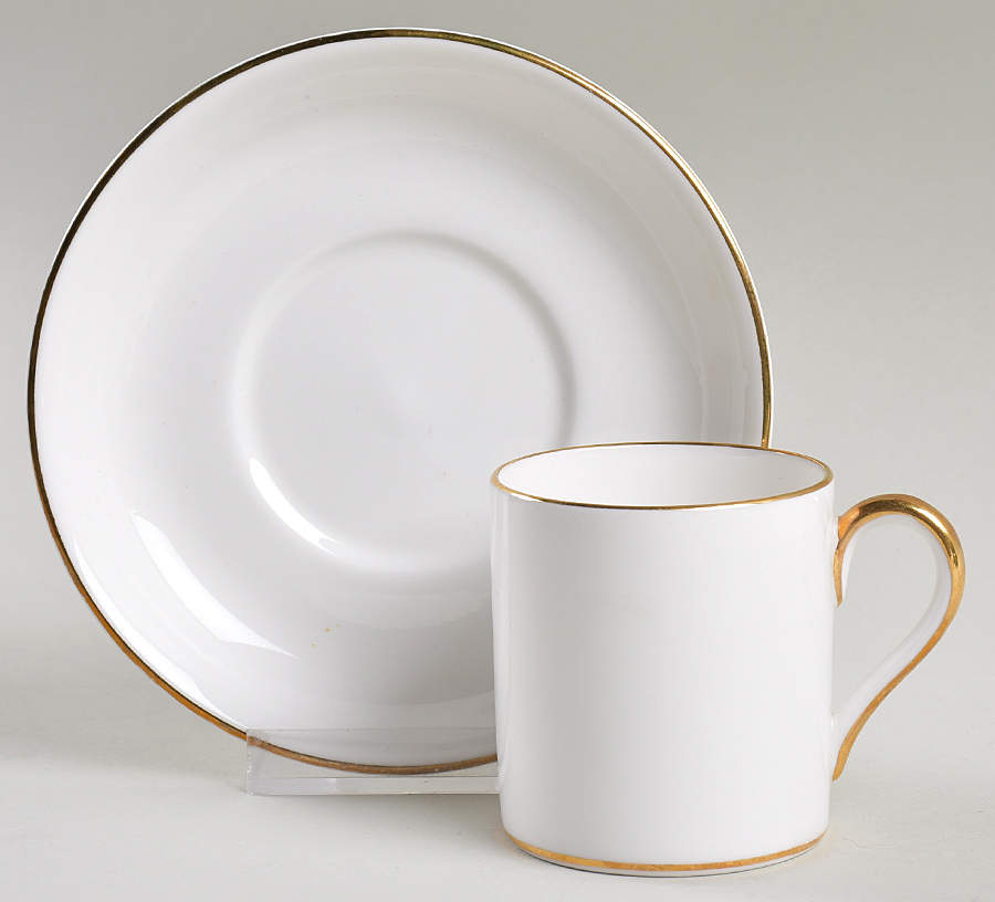 Palladium Band (Gold Trim) Flat Demitasse Cup & Saucer Set by Tiffany-1