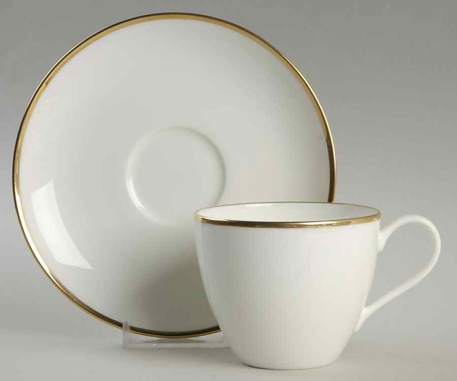 Palladium Band (Gold Trim) Flat Cup & Saucer Set by Tiffany-1