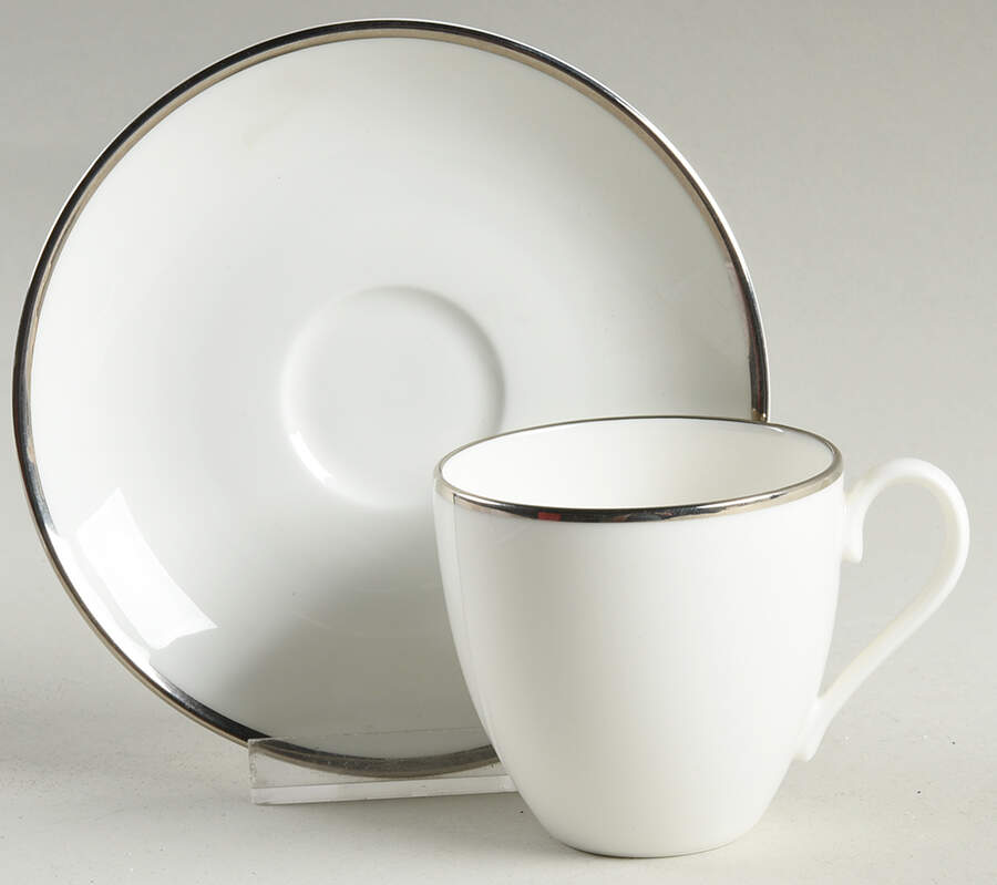 Palladium Band (Platinum Trim) Flat Demitasse Cup & Saucer Set by Tiffany-1