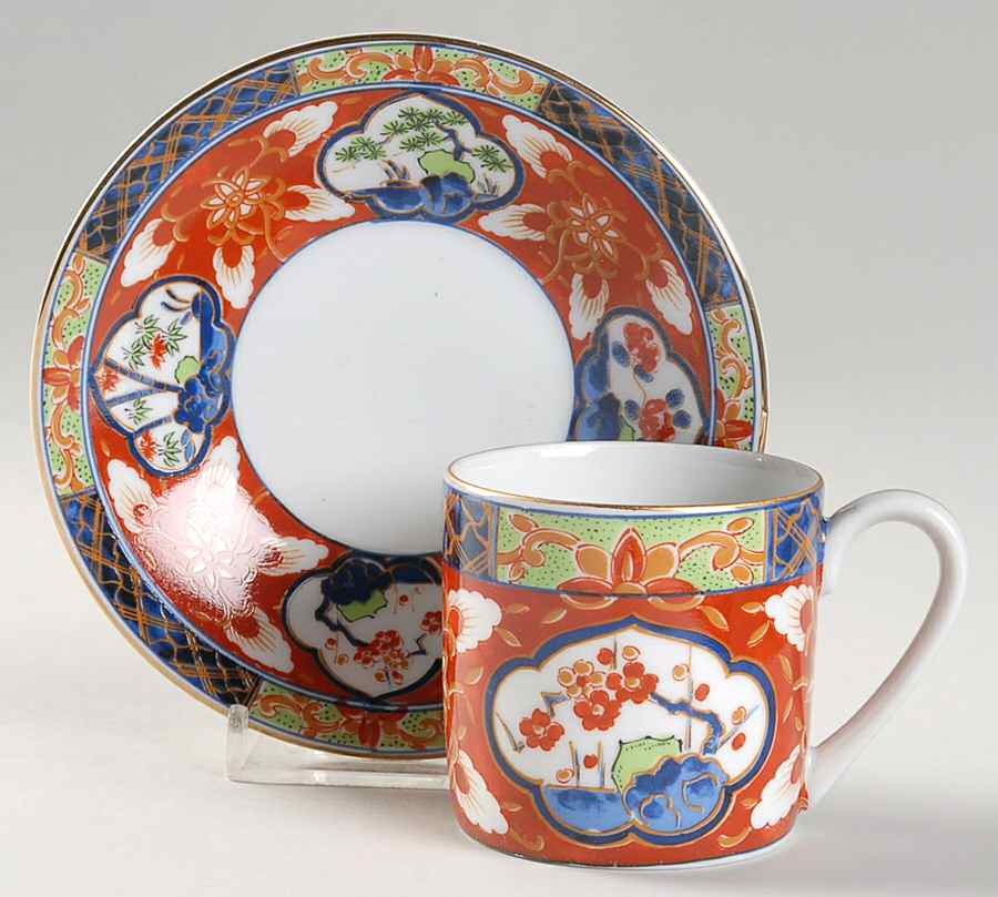 Imari Flat Demitasse Cup & Saucer Set by Takahashi-1