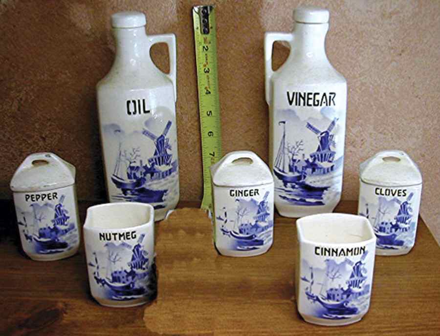 CZE357 Vinegar and Oil Set with Stoppers by Czechia-Czechoslovakia-1