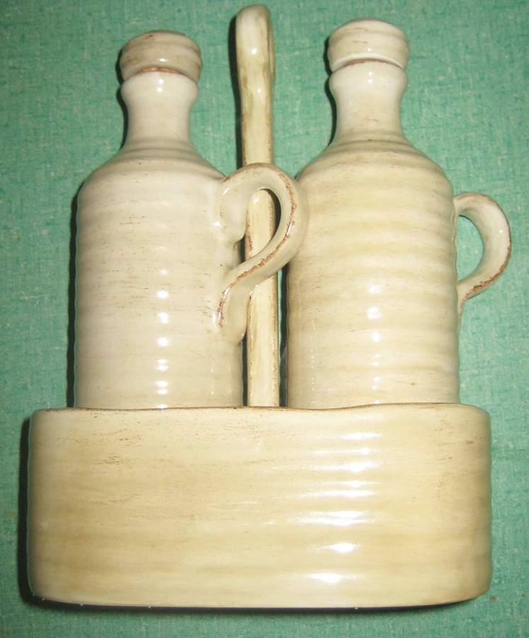 Rustico 2 Oil/Vinegar Cruets with Stoppers on Tray by Tabletops Unlimited-1